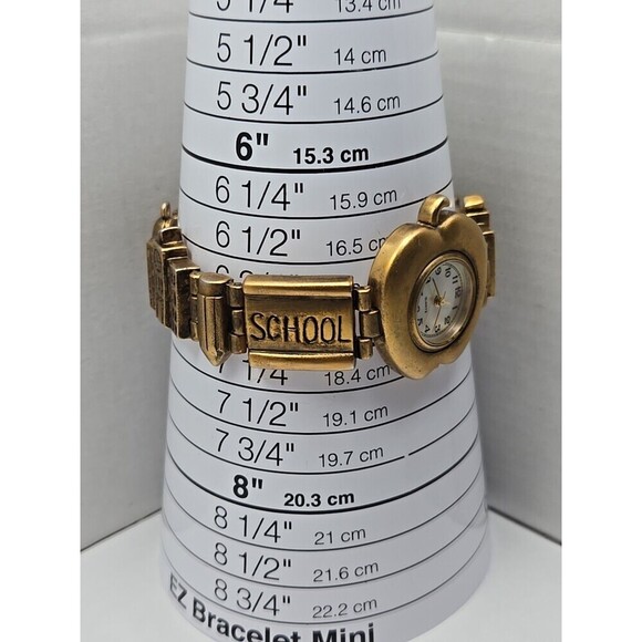 Teacher Apple Bracelet Watch Schoolhouse Charm Gold Tone Quartz New Battery Cute - Picture 7 of 10